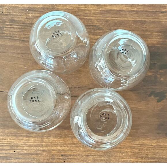 Rae Dunn Set of 4 Christmas Holiday  Stemless Wine Glasses Frosy Joy Merry - Picture 10 of 10